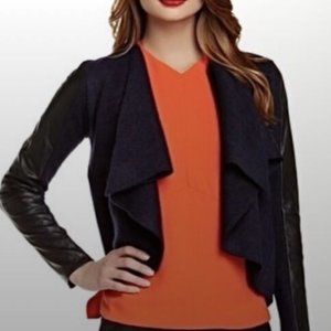 Ted Baker Gaston Black Leather Trim Wool Wrap Jacket Women’s Size 1